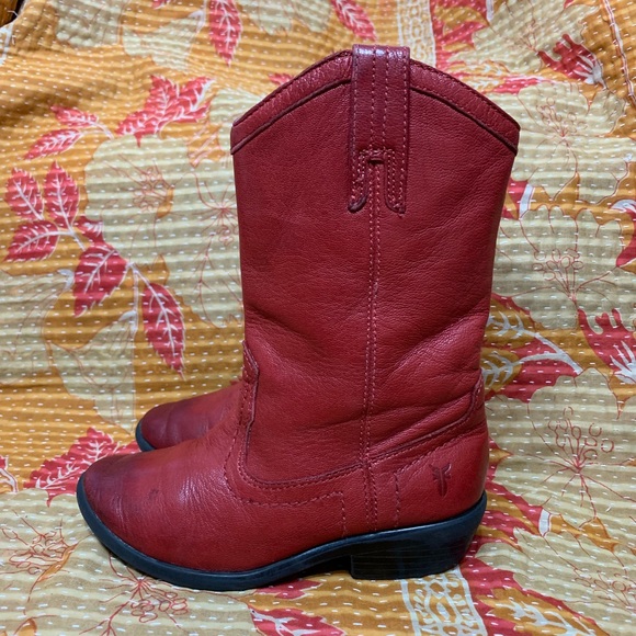 Frye Other - Frye Carson Pull on Red Cowboy Boots toddler Sz 11